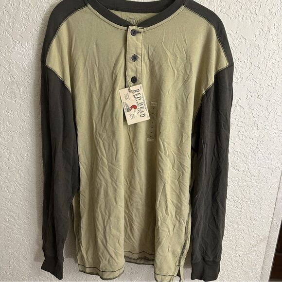 Red Head Two‎ Tone Army Green Raglan Style Long Sleeve Med NWT - Picture 4 of 9